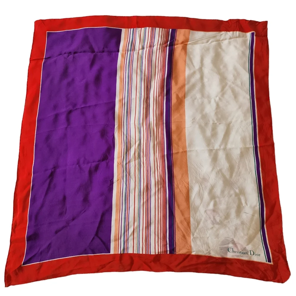 Christian Dior Striped Hand-Rolled Silk Scarf 30